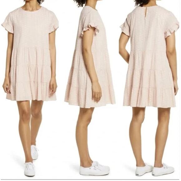 RACHEL PARCELL Dress Pink White Polka Dot Oversized Babydoll Mini Dress Size S - Picture 6 of 6